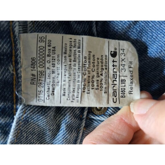 Carhartt Mens Relaxed Fit Blue Denim Jeans Size 34x34  Workwear B460 LVB - Picture 6 of 7